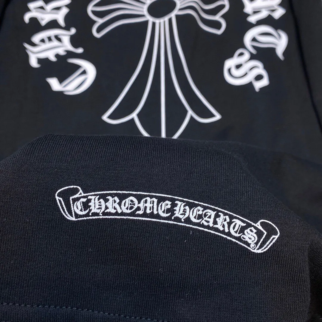 P160 Chrome Hearts long T series, the same style as the stars, synchronized with the counter, Sanskrit cross ⭐ long-sleeved T-shirt, the same style as the stars❤ Special customized version 1:1 high weight fabric 🌈Recommended colors: white black 🌈 Size: S, M, L, XL.